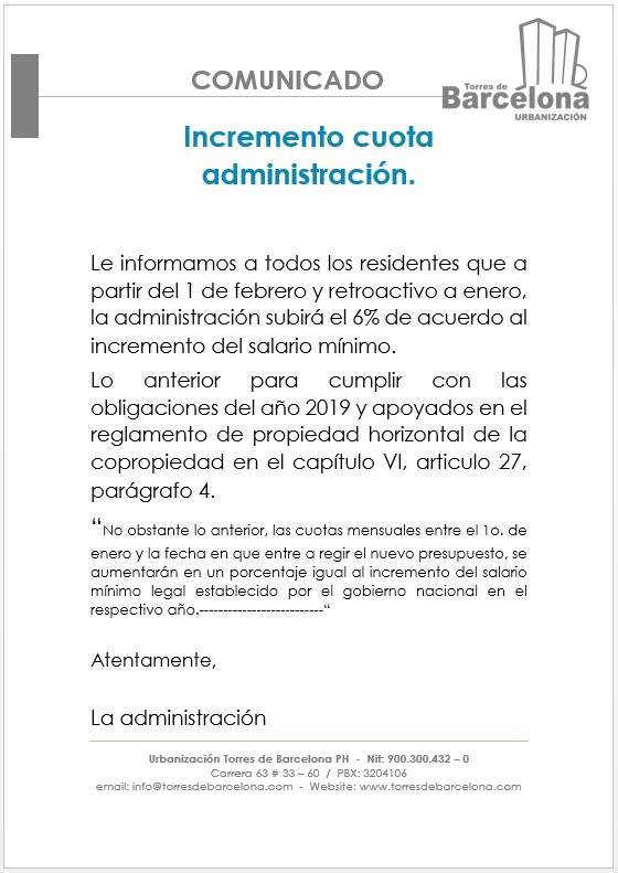 1.1 Aumento administración.